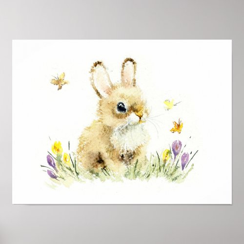 Fluffy Bunny In The Meadow  Poster