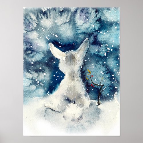 Fluffy Bunny In The Snow Poster