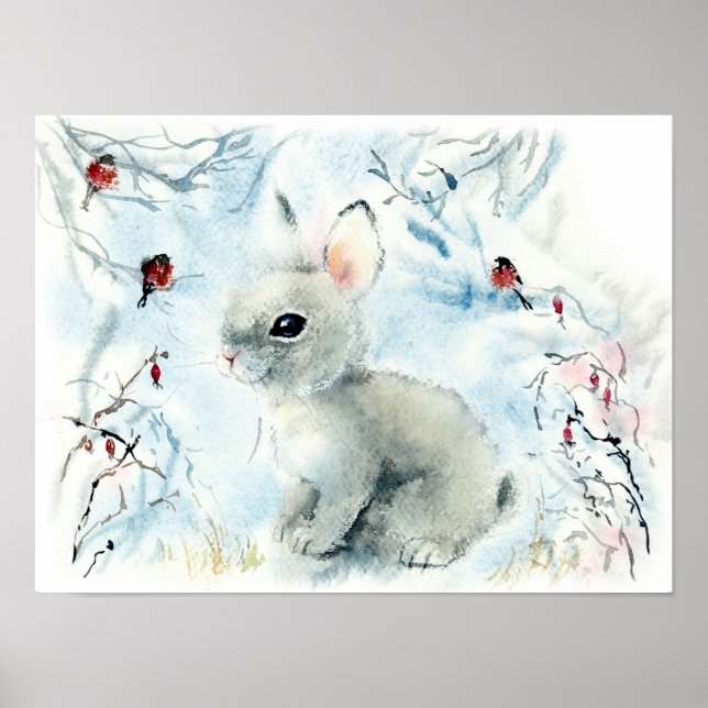 Fluffy Bunny In The Snow  Poster (Front)