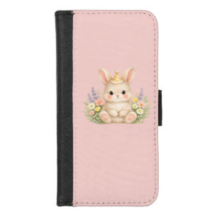 Fluffy Bunny Wildflower Design for Charming Garden iPhone 8/7 Wallet Case