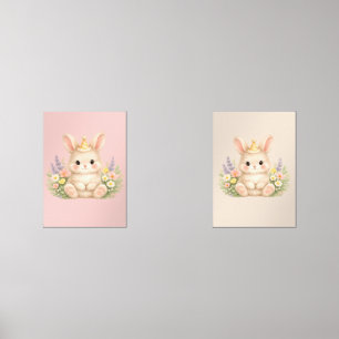 Fluffy Bunny Wildflower Design for Charming Garden Wall Art Sets
