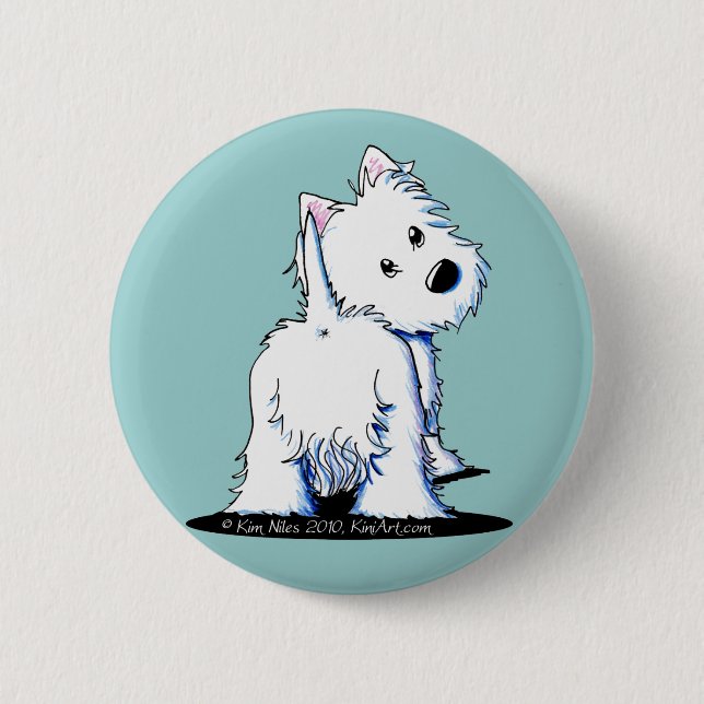 Fluffy Butt Westie Button (Front)