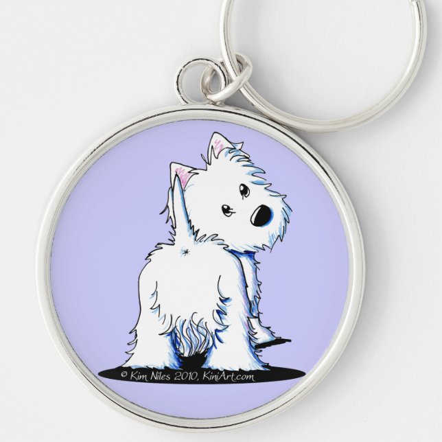 Fluffy Butt Westie Keychain (Front)
