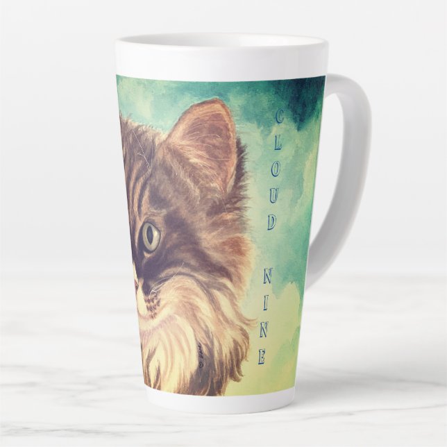 Fluffy Cat Cloud Nine Latte Mug (Right Angle)
