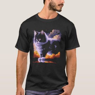 Fluffy Cat Clouds Painting Cute Kitten Art Men Wom T-Shirt