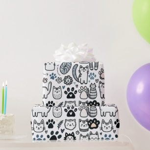 Fluffy Cat Doodle is a great design for any kitty Wrapping Paper
