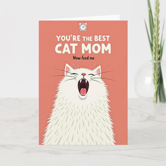 Fluffy Cat Mom Day Card (Front)