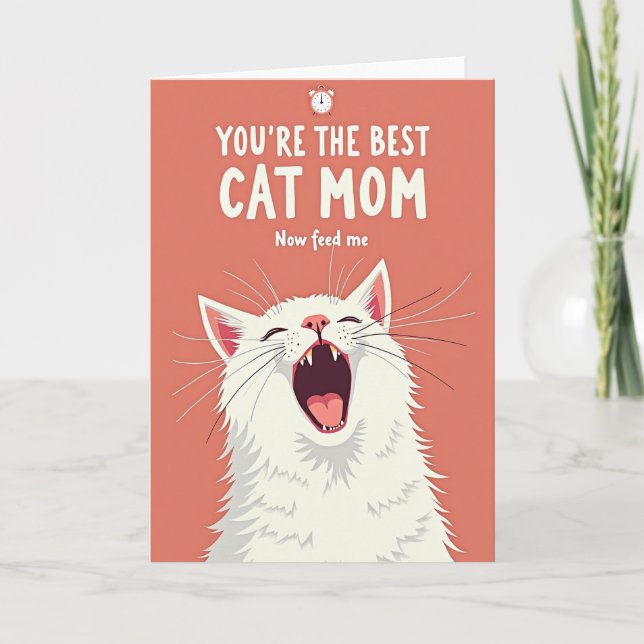 Fluffy Cat Mom Yell Card (Front)