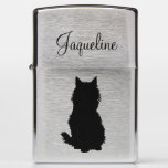 Fluffy Cat Silhouette Zippo Lighter at Zazzle