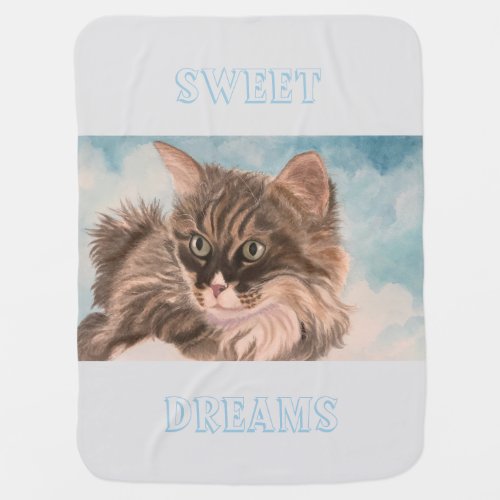 Fluffy Cat Sweet Dreams Baby Blanket