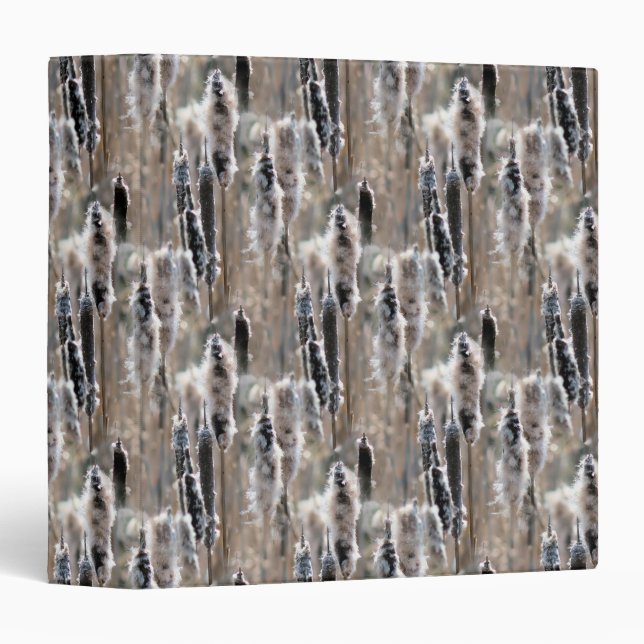 Fluffy Cattails Nature Pattern  3 Ring Binder (Front/Spine)