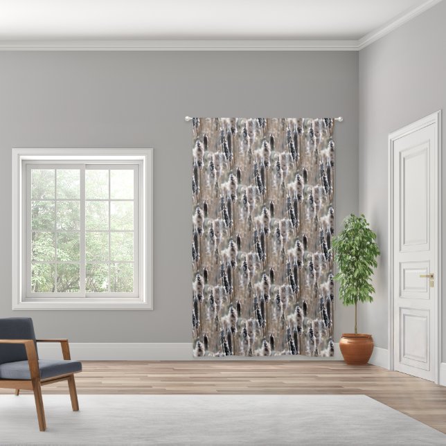 Fluffy Cattails Nature Pattern  Blackout Curtains (Wide)