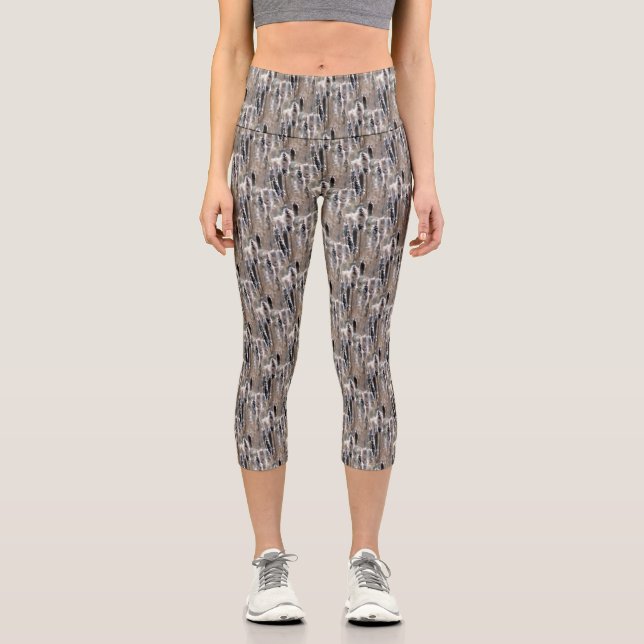 Fluffy Cattails Nature Pattern     Capri Leggings (Front)