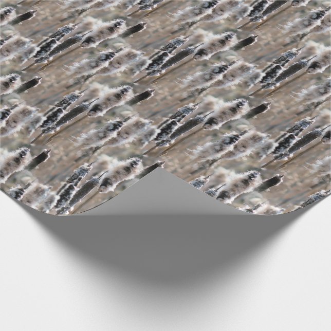 Fluffy Cattails Nature Pattern   Wrapping Paper (Corner)