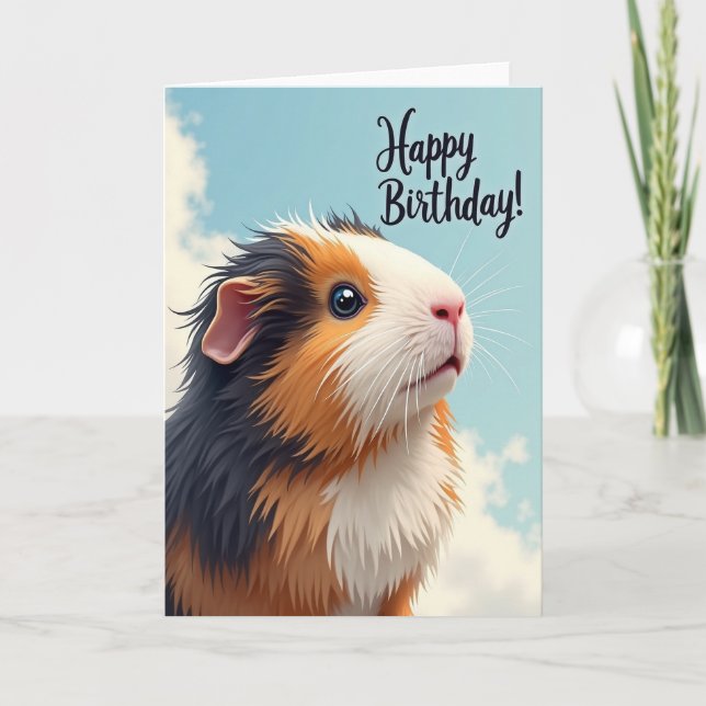 Fluffy Cavy Birthday Card (Front)