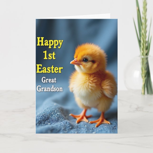 Fluffy Chick Easter Greeting Card (Front)