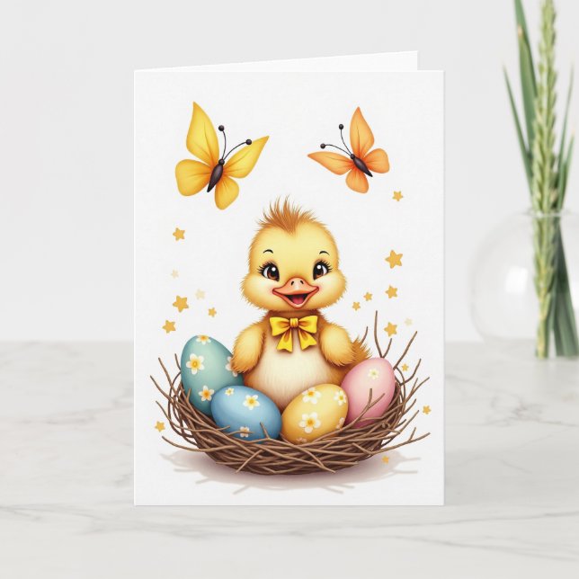 Fluffy Chick Happy Nestling Card (Front)