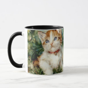 Fluffy christmas cat Watercolor Mug