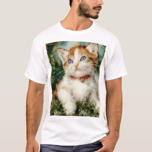 Fluffy christmas cat Watercolor T-Shirt