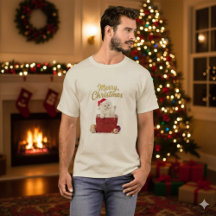 Fluffy Christmas Kitten Santa Hat T-Shirt