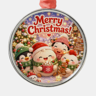 Fluffy Christmas Metal Ornament