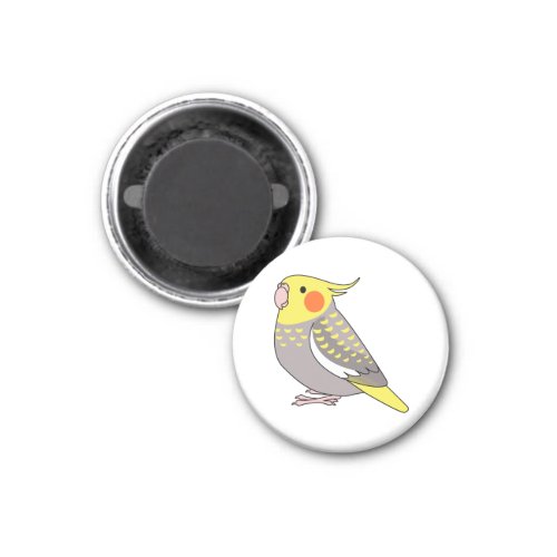 Fluffy cinnamon pearl cockatiel parrot cartoon magnet