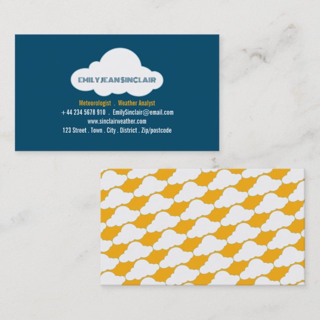 Fluffy Cloud Design, Meteorologist Business Card (Front/Back)