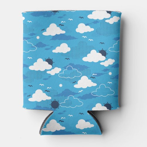Fluffy Cloud Sunny Blue Sky Pattern Can Cooler