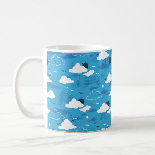 Fluffy Cloud Sunny Blue Sky Pattern Coffee Mug