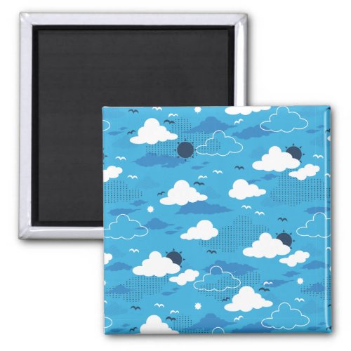 Fluffy Cloud Sunny Blue Sky Pattern Magnet