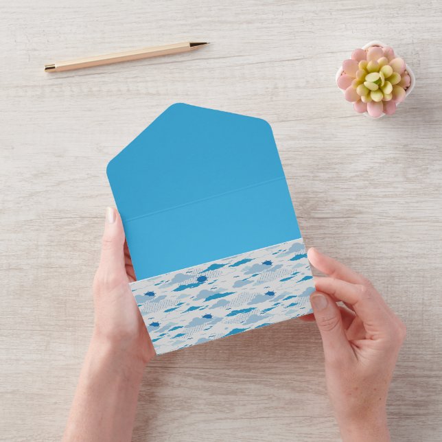 Fluffy Cloud Sunny White Sky Pattern All In One Invitation (Video)