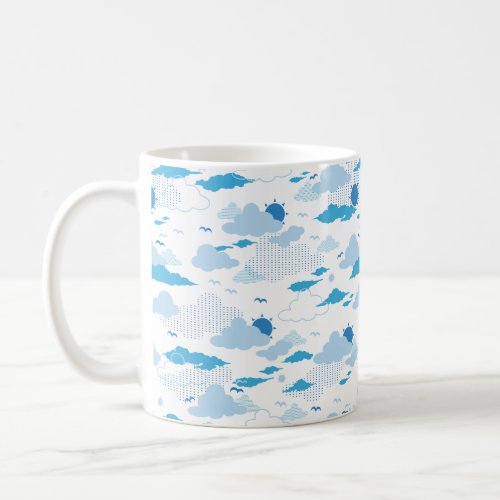 Fluffy Cloud Sunny White Sky Pattern Coffee Mug