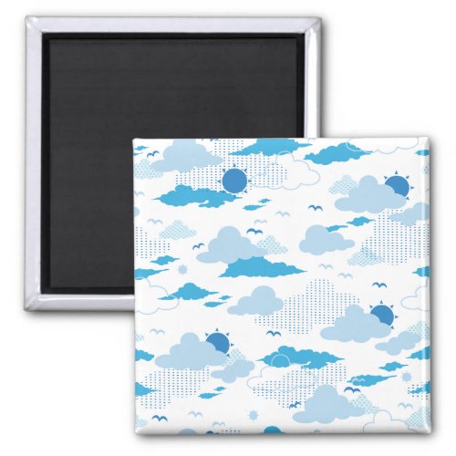 Fluffy Cloud Sunny White Sky Pattern Magnet