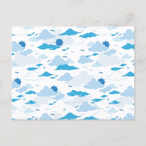 Fluffy Cloud Sunny White Sky Pattern Postcard