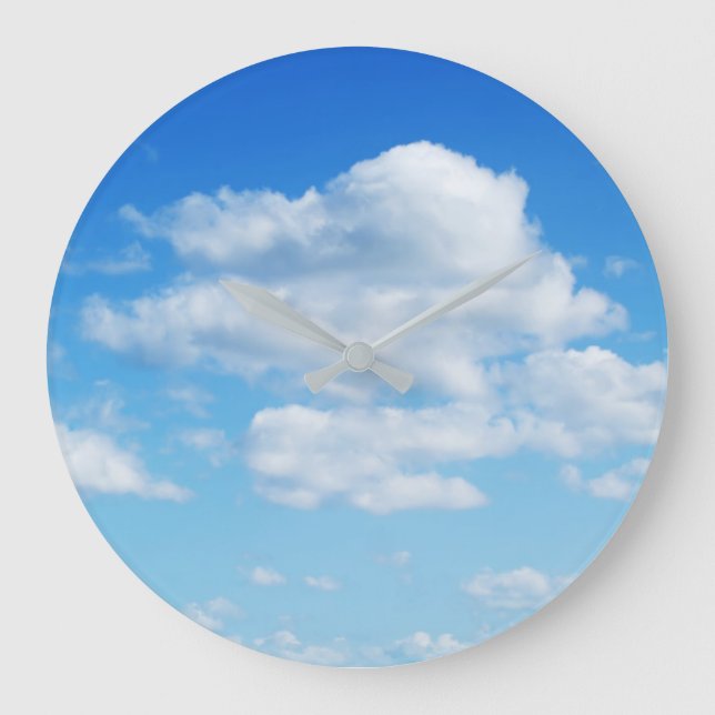 Fluffy Clouds and Blue Sky Large Clock (Front)