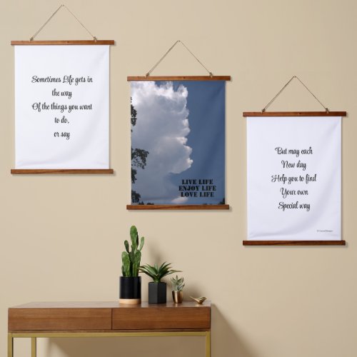 Fluffy Clouds Blue Sky Live Life Poem  Hanging Tapestry