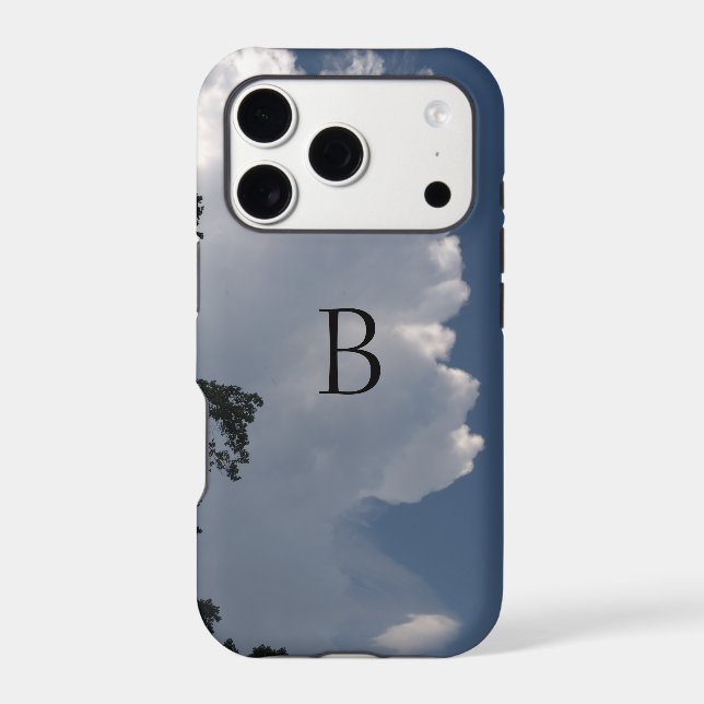 Fluffy Clouds Blue Sky Monogram Iphone Case (Back)