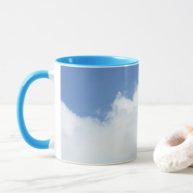 Fluffy Clouds in Bright Blue Sky Mug (With Donut)