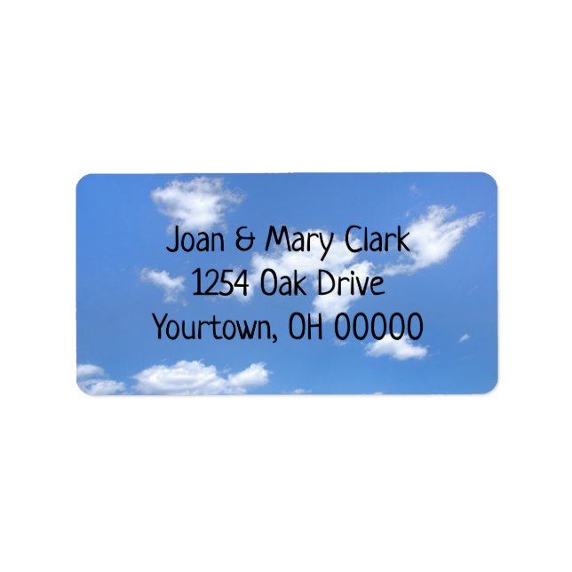 fluffy clouds in summer sky label (Front)