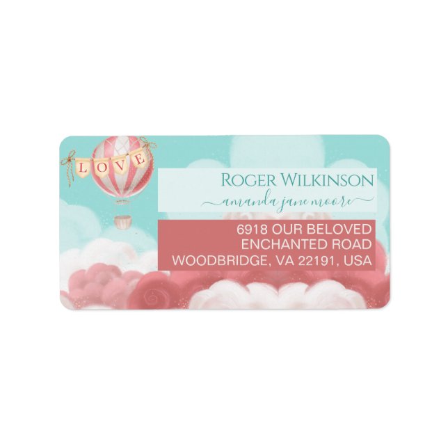 Fluffy clouds Love balloon Valentine theme custom  Label (Front)