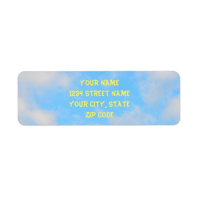 Fluffy Clouds on Light Blue Sky Label (Front)