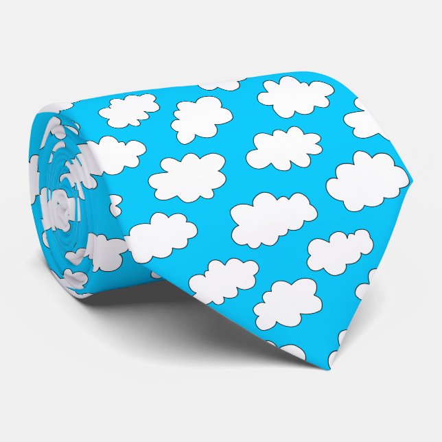 Fluffy Clouds Pattern Neck Tie (Rolled)