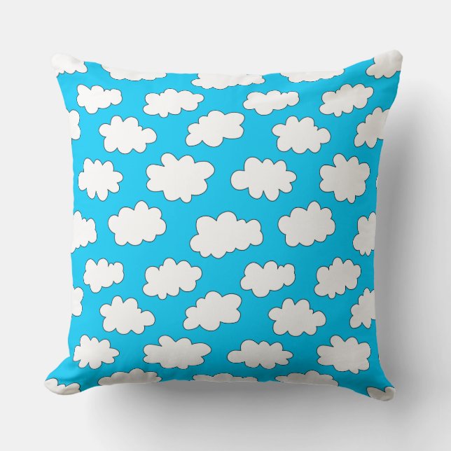 Fluffy Clouds Pattern Throw Pillow (Front)