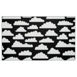 Fluffy Clouds Pattern - White on Black Fabric