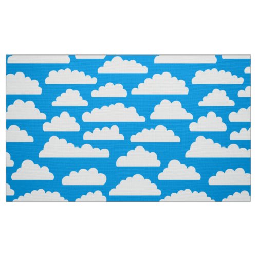 Fluffy Clouds Pattern _ White on Blue 009dea Fabric