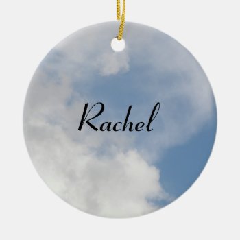 Fluffy Clouds Personalized Message Pendant Ceramic Ornament by Fallen_Angel_483 at Zazzle