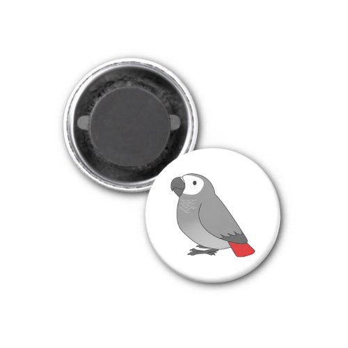 Fluffy congo african grey parrot cartoon drawing magnet