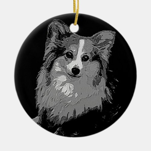 Fluffy Corgi Ceramic Ornament