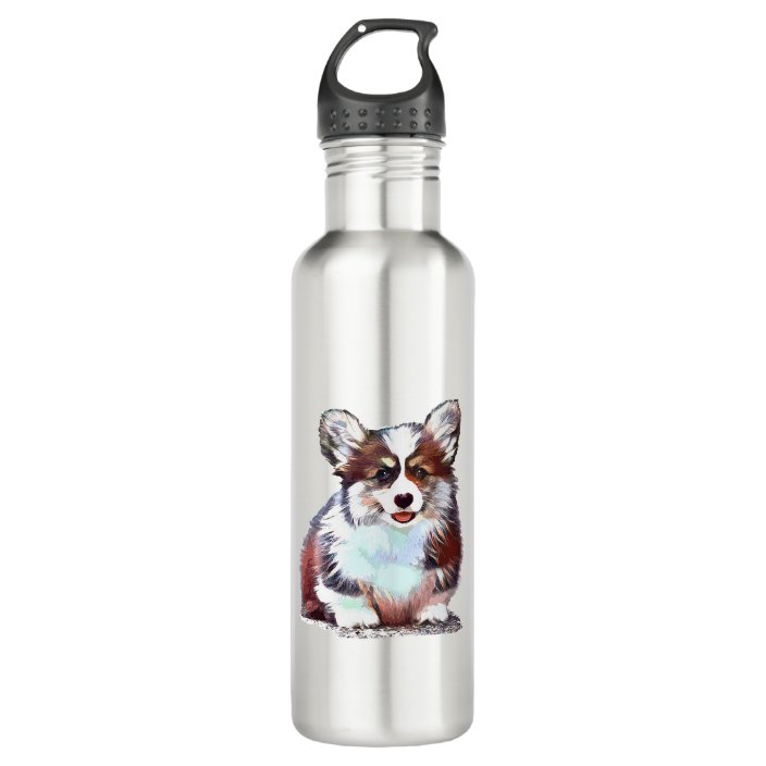 Fluffy Puppy Stainless Steel Water Bottle Zazzle