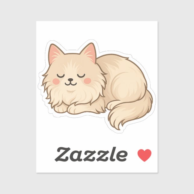 Fluffy Cream Persian Cat Sleeping Sticker (Sheet)